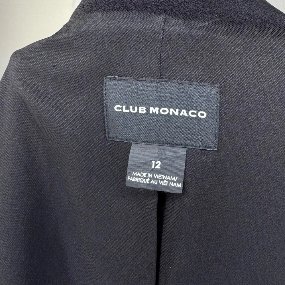 Club Monaco Double‑Breasted Wool‑Blend Blazer Lamb‎ Leather Cuff Sleeves Size 12